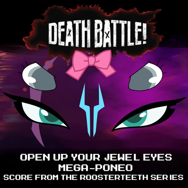 Size: 822x822 | Tagged: safe, artist:mega-poneo, derpibooru import, tempest shadow, cat, pony, unicorn, bow, cover art, crossover, death battle, diana (jewelpet), exploitable meme, eye, eye scar, eyes, hair bow, image, jewelpet, mega poneo strikes again, meme, open up your eyes, png, sanrio, scar, sega, storm king's emblem