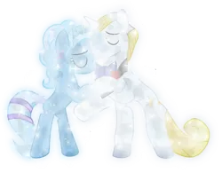 Size: 1013x789 | Tagged: safe, artist:lincolnbrewsterfan, derpibooru import, prince blueblood, trixie, crystal pony, pony, bluetrix, crystalline, crystallized, dancing, female, male, shipping, simple background, straight, transparent background, vector