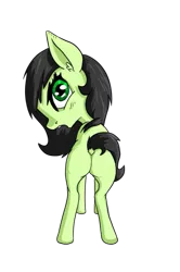 Size: 477x718 | Tagged: suggestive, alternate version, artist:happy harvey, derpibooru import, oc, oc:anonfilly, earth pony, pony, anatomically incorrect, angry, broken perspective, butt, colored, disgusted, dock, ear fluff, eyelashes, female, filly, incorrect leg anatomy, looking at you, looking back, open mouth, raised tail, shading, tail, tail lift, teeth
