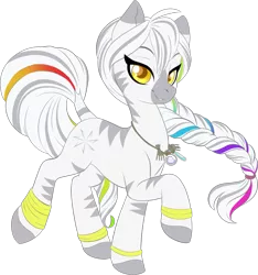 Size: 872x932 | Tagged: 2020 community collab, artist:peridotkitty, braid, derpibooru community collaboration, derpibooru import, female, jewelry, looking at you, mare, necklace, oc, oc:faye, safe, simple background, solo, transparent background, unofficial characters only, zebra, zebra oc