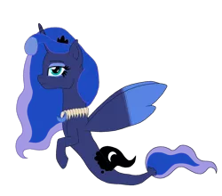 Size: 3826x3374 | Tagged: angler fish, artist:someguy458, derpibooru import, digital art, fish, jewelry, looking at you, luna is not amused, moon, necklace, princess luna, redraw, redrawn, remake, safe, seaponified, seapony (g4), simple background, solo, species swap, teeth, tooth necklace, transparent background, unamused, updated, updated image