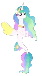 Size: 2048x3664 | Tagged: artist:someguy458, derpibooru import, digital art, digitized, overhaul, princess celestia, redraw, redrawn, safe, seaponified, seapony (g4), simple background, solo, species swap, transparent background, updated, updated image