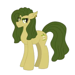 Size: 1280x1280 | Tagged: safe, artist:thr3eguess3s, derpibooru import, oc, oc:apple core, unofficial characters only, earth pony, pony, cutie mark, ear piercing, earring, eyebrows, jewelry, offspring, parent:big macintosh, parent:limestone pie, parents:limemac, piercing, simple background, torn ear, transparent background