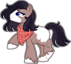 Size: 1479x1326 | Tagged: safe, artist:kurosawakuro, derpibooru import, oc, unofficial characters only, earth pony, pony, base used, blank flank, coat markings, female, larger female, mare, neckerchief, offspring, parent:marble pie, parent:troubleshoes clyde, parents:marbleshoes, simple background, size difference, solo, transparent background, unshorn fetlocks