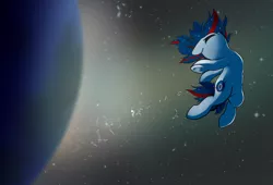 Size: 3300x2250 | Tagged: source needed, safe, artist:lux, derpibooru import, oc, oc:nasapone, ponified, unofficial characters only, earth pony, pony, armpits, broken glass, eyes closed, floating, microgravity, solo, space, the expanse