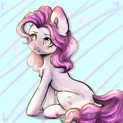 Size: 2160x2160 | Tagged: safe, artist:zefirka, derpibooru import, pinkie pie, earth pony, pony, abstract background, chest fluff, digital art, female, mare, sitting, solo