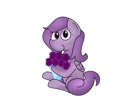 Size: 1200x1000 | Tagged: safe, artist:merpzy, derpibooru import, oc, oc:velvet breeze, pegasus, pony, 2020 community collab, derpibooru community collaboration, bouquet, cute, female, flower, looking at you, mare, ocbetes, simple background, solo, transparent background