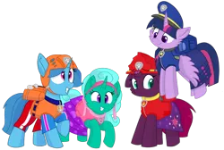 Size: 1422x954 | Tagged: safe, artist:rainbow eevee edits, artist:徐詩珮, derpibooru import, fizzlepop berrytwist, glitter drops, spring rain, tempest shadow, twilight sparkle, twilight sparkle (alicorn), alicorn, unicorn, series:sprglitemplight diary, series:sprglitemplight life jacket days, series:springshadowdrops diary, series:springshadowdrops life jacket days, alternate universe, bisexual, broken horn, clothes, cute, equestria girls outfit, female, glitterbetes, glitterlight, glittershadow, horn, lesbian, lifeguard, lifeguard spring rain, paw patrol, polyamory, shipping, simple background, sprglitemplight, springbetes, springdrops, springlight, springshadow, springshadowdrops, swimsuit, tempestbetes, tempestlight, transparent background