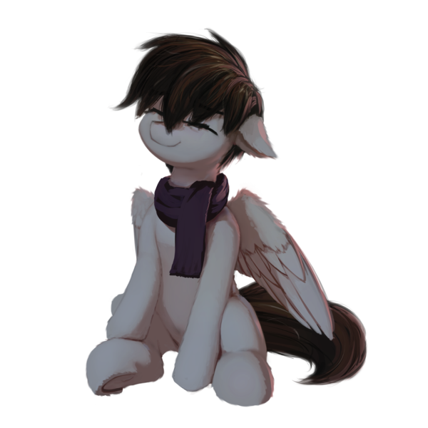 Size: 2048x2048 | Tagged: safe, artist:quvr, derpibooru import, oc, oc:soft rain, unofficial characters only, pegasus, pony, 2020 community collab, derpibooru community collaboration, clothes, male, pegasus oc, scarf, simple background, sitting, solo, transparent background, wings