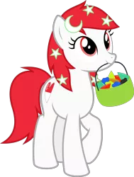 Size: 4000x5289 | Tagged: safe, artist:parclytaxel, derpibooru import, oc, oc:temmy, ponified, unofficial characters only, earth pony, pony, 2020 community collab, derpibooru community collaboration, project seaponycon, .svg available, absurd resolution, basket, crescent, female, lights, looking up, mare, mouth hold, nation ponies, raised hoof, simple background, singapore, smiling, solo, stars, transparent background, vector