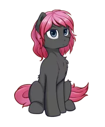 Size: 1000x1200 | Tagged: safe, alternate version, artist:soulfulmirror, derpibooru import, oc, oc:soulful mirror, unofficial characters only, earth pony, pony, 2020 community collab, derpibooru community collaboration, background removed, chest fluff, male, pink hair, pink mane, ponysona, simple background, sitting, solo, stallion, transparent background