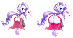 Size: 1196x620 | Tagged: suggestive, artist:editanon, artist:mlpanon, derpibooru import, edit, editor:fluttershyisnot adoormat, rarity, pony, unicorn, alcohol, bedroom eyes, butt, butt dress, clothes, female, looking back, magic, mare, plot, rearity, see-through, simple background, socks, solo, solo female, stockings, telekinesis, the ass was fat, thigh highs, white background, wine