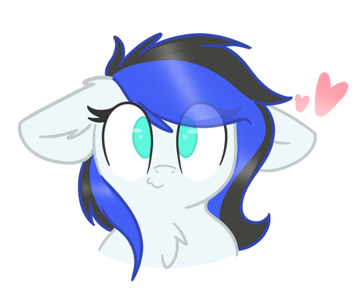 Size: 2170x1744 | Tagged: safe, artist:goodgirldoe, derpibooru import, oc, oc:black ice, unofficial characters only, pegasus, pony, :3, bust, chest fluff, cute, ear fluff, female, floppy ears, heart, image, mare, png, simple background, solo, transparent background