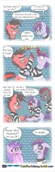 Size: 1280x3971 | Tagged: semi-grimdark, artist:outofworkderpy, derpibooru import, amethyst star, oc, oc:rising star, pony, comic:out of work derpy, blood, clothes, comic, fight, flashback, prison outfit, prison stripes, violence