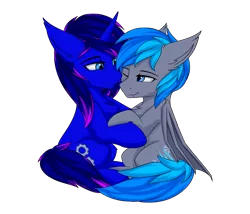 Size: 3500x3000 | Tagged: safe, artist:snowstormbat, derpibooru import, oc, oc:aphelion darkmoon, oc:midnight snowstorm, unofficial characters only, bat pony, unicorn, 2020 community collab, derpibooru community collaboration, background removed, gay, male, simple background, transparent background