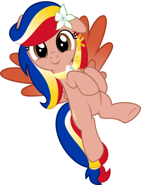 Size: 5242x6885 | Tagged: safe, artist:jhayarr23, derpibooru import, oc, oc:pearl shine, ponified, unofficial characters only, pegasus, pony, 2020 community collab, derpibooru community collaboration, cute, flower, flower in hair, flying, looking at you, nation ponies, philippines, show accurate, simple background, solo, transparent background