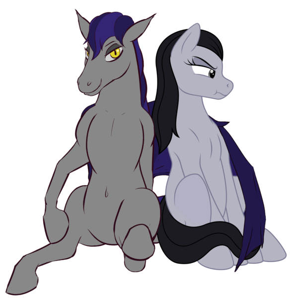Size: 2200x2200 | Tagged: safe, artist:grypher, artist:stoopedhooy, derpibooru import, oc, oc:night patrol, oc:shakes heartwood, unofficial characters only, bat pony, earth pony, pony, 2020 community collab, derpibooru community collaboration, bat pony oc, bat wings, belly button, duo, hug, looking at you, simple background, sitting, spread legs, spread wings, spreading, transparent background, wings