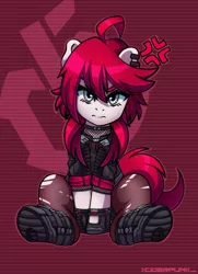 Size: 1024x1415 | Tagged: angry, artist:ciderpunk, boots, clothes, cute, cyberpunk, derpibooru import, ear piercing, earring, fishnets, gloves, jacket, jewelry, oc, oc:ciderpunk, piercing, redhead, safe, shoes, torn socks