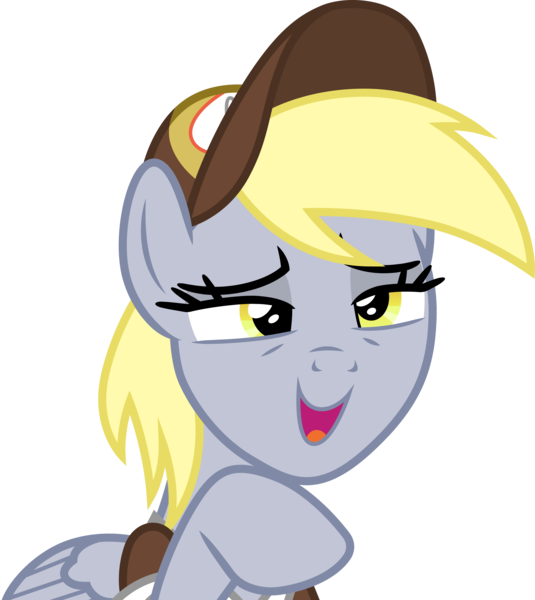 Size: 3000x3362 | Tagged: safe, artist:cloudyglow, derpibooru import, derpy hooves, pegasus, pony, best gift ever, .ai available, bust, cap, female, hat, high res, mailmare, mare, simple background, solo, transparent background, vector
