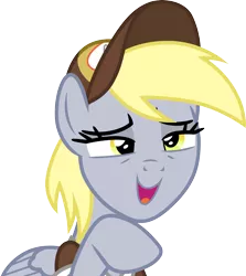 Size: 3000x3362 | Tagged: safe, artist:cloudyglow, derpibooru import, derpy hooves, pegasus, pony, best gift ever, .ai available, bust, cap, female, hat, high res, mailmare, mare, simple background, solo, transparent background, vector