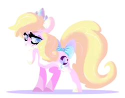 Size: 1600x1245 | Tagged: safe, artist:torusthescribe, derpibooru import, oc, oc:blue briar, earth pony, pony, bow, female, mare, offspring, parent:applejack, parent:prince blueblood, parents:bluejack, simple background, solo, tail bow, transparent background