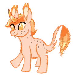 Size: 2912x3051 | Tagged: 2020 community collab, ambiguous gender, artist:mjangelvortex, curved horn, derpibooru community collaboration, derpibooru import, fluffy, freckles, horn, leonine tail, monster pony, oc, oc:eqq, safe, simple background, sketchy, solo, style emulation, transparent background, unofficial characters only
