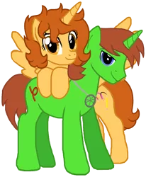 Size: 1569x1900 | Tagged: safe, artist:crisostomo-ibarra, derpibooru import, oc, oc:aspen, oc:ryan, unofficial characters only, alicorn, pony, unicorn, 2020 community collab, derpibooru community collaboration, alicorn oc, female, horn, jewelry, looking at you, male, mare, necklace, simple background, stallion, transparent background, wings