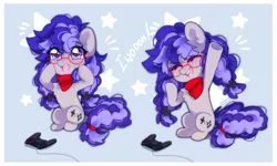 Size: 2428x1456 | Tagged: safe, artist:whiteliar, derpibooru import, oc, oc:cinnabyte, unofficial characters only, earth pony, pony, adorkable, bandana, cheer, controller, cute, dork, earth pony oc, excited, gamer, glasses, precious