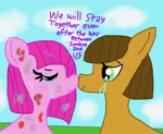 Size: 1010x828 | Tagged: semi-grimdark, derpibooru import, cheese sandwich, pinkie pie, earth pony, alternate timeline, blood, cheesepie, crying, crystal war timeline, dirty, dusty, eyes closed, female, male, old picture, pinkamena diane pie, shipping, straight, straight hair, straight mane