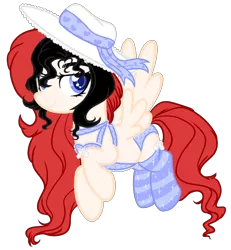 Size: 800x865 | Tagged: suggestive, artist:sugarplanets, derpibooru import, oc, oc:london, pegasus, pony, base used, clothes, female, hat, leotard, simple background, socks, solo, solo female, striped socks, transparent background