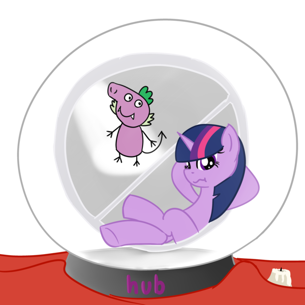 Size: 4096x4096 | Tagged: safe, alternate version, artist:poniidesu, derpibooru import, spike, twilight sparkle, dragon, pony, unicorn, my little pony: pony life, absurd resolution, candle, colored, crystal ball, doodle, dragonified, drama, flat colors, gypsy bard, horn, hub logo, peppa pig, pony life drama, scrunchy face, simple background, solo, species swap, the hub, transparent background, unicorn twilight