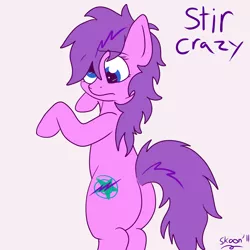 Size: 1500x1500 | Tagged: safe, artist:skoon, derpibooru import, oc, oc:stir crazy, unofficial characters only, pony, unicorn, broken horn, colored, female, flat colors, horn, simple background, solo, wall eyed