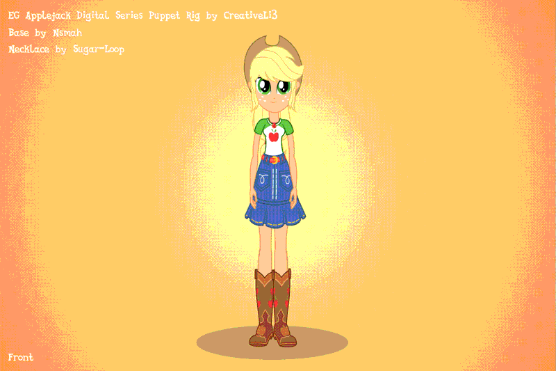 Size: 1667x1111 | Tagged: safe, artist:creativeli3, derpibooru import, applejack, human, equestria girls, equestria girls series, adobe animate, adobe flash, animated, boots, clothes, cowboy hat, gif, hat, puppet rig, rotating, shoes, solo, you spin me right round