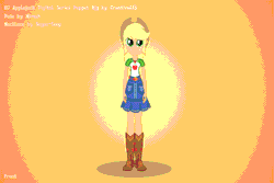 Size: 1667x1111 | Tagged: safe, artist:creativeli3, derpibooru import, applejack, human, equestria girls, equestria girls series, adobe animate, adobe flash, animated, boots, clothes, cowboy hat, gif, hat, puppet rig, rotating, shoes, solo, you spin me right round