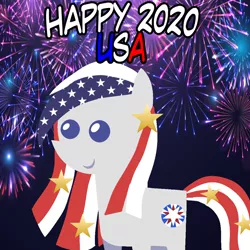 Size: 960x960 | Tagged: safe, artist:archooves, derpibooru import, oc, oc:star spangled, ponified, unofficial characters only, earth pony, pony, 2020, female, fireworks, happy new year, holiday, mare, nation ponies, pointy ponies, smiling, solo, united states