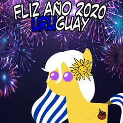 Size: 960x960 | Tagged: safe, artist:archooves, derpibooru import, oc, ponified, unofficial characters only, pegasus, pony, 2020, female, fireworks, happy new year, holiday, mare, nation ponies, pointy ponies, smiling, solo, spanish, uruguay