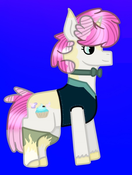 Size: 928x1232 | Tagged: safe, artist:lightningbolt39, derpibooru import, oc, oc:strawberry swirls (ice1517), unofficial characters only, pony, unicorn, bowtie, clothes, clothes swap, female, mare, markings, socks, solo, unshorn fetlocks, vest