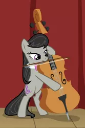 Size: 574x865 | Tagged: safe, derpibooru import, screencap, octavia melody, pony, a horse shoe-in, bipedal, cello, cropped, mouth hold, musical instrument, solo