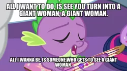 Size: 600x337 | Tagged: alicorn, best gift ever, caption, derpibooru import, edit, edited screencap, eyes closed, guitar, image macro, meme, musical instrument, playing guitar, playing instrument, rarity, safe, screencap, solo focus, spike, steven universe, text, twilight sparkle, twilight sparkle (alicorn)