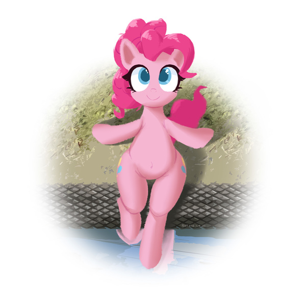 Size: 2048x2048 | Tagged: safe, artist:satv12, derpibooru import, pinkie pie, earth pony, pony, colored pupils, cute, diapinkes, female, high res, mare, partial background, sitting, solo