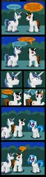 Size: 900x3420 | Tagged: safe, artist:thunderhawk03, derpibooru import, shining armor, vinyl scratch, oc, oc:dj-pon3, pony, unicorn, comic, implied shining scratch, implied shipping, implied vinyl armor, shade, speech bubble