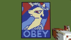 Size: 1920x1080 | Tagged: safe, artist:sarperso, derpibooru import, princess celestia, alicorn, pony, angry, hope poster, minecraft, minecraft pixel art, obey, pixel art