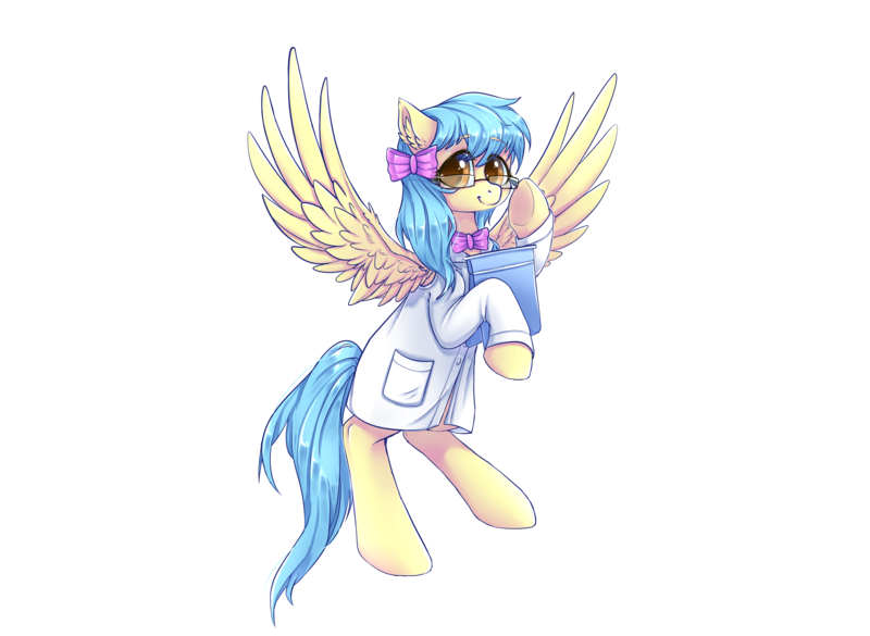 Size: 5200x3800 | Tagged: safe, artist:安雅, derpibooru import, oc, oc:lrivulet, oc:左岸, unofficial characters only, pegasus, pony, doctor, glasses, pegasus oc, simple background, solo, transparent background, wings