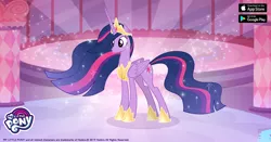 Size: 960x504 | Tagged: safe, derpibooru import, princess twilight 2.0, twilight sparkle, twilight sparkle (alicorn), alicorn, pony, the last problem, crown, facebook, gameloft, jewelry, my little pony logo, older, older twilight, regalia, solo