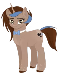 Size: 1200x1500 | Tagged: safe, artist:nyota71, derpibooru import, oc, oc:shadow feather, unofficial characters only, pony, unicorn, 2020 community collab, derpibooru community collaboration, body markings, bowtie, colored hooves, ear piercing, earring, female, freckles, jewelry, looking at you, mare, piercing, simple background, solo, spots, transparent background