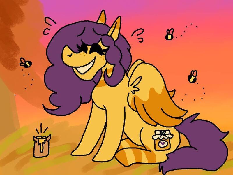 Size: 1032x774 | Tagged: safe, artist:circusfreak, derpibooru import, oc, oc:honeybloom (rigbythememe), unofficial characters only, bee, insect, pegasus, pony, female, mare, solo