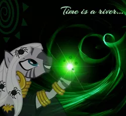 Size: 1252x1156 | Tagged: cutie mark, dark, derpibooru import, female, green background, lens flare, magic, neon, quote, safe, simple background, solo, wallpaper, zebra, zecora