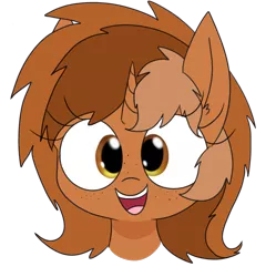 Size: 830x833 | Tagged: safe, artist:wafflecakes, derpibooru import, oc, oc:sign, unofficial characters only, pony, unicorn, bust, female, filly, happy, looking at you, open mouth, simple background, solo, transparent background, younger