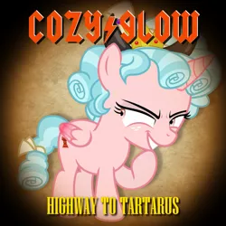 Size: 1000x1000 | Tagged: ac/dc, cozy glow, derpibooru import, edit, editor:katya, highway to hell, reference, safe