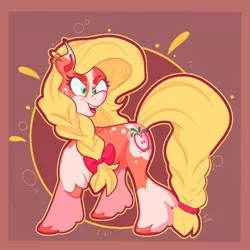 Size: 1000x1000 | Tagged: safe, artist:gatorcatz, derpibooru import, applejack, earth pony, pony, leak, spoiler:g5, applejack (g5), braid, braided tail, coat markings, g5, piercing, redesign, solo